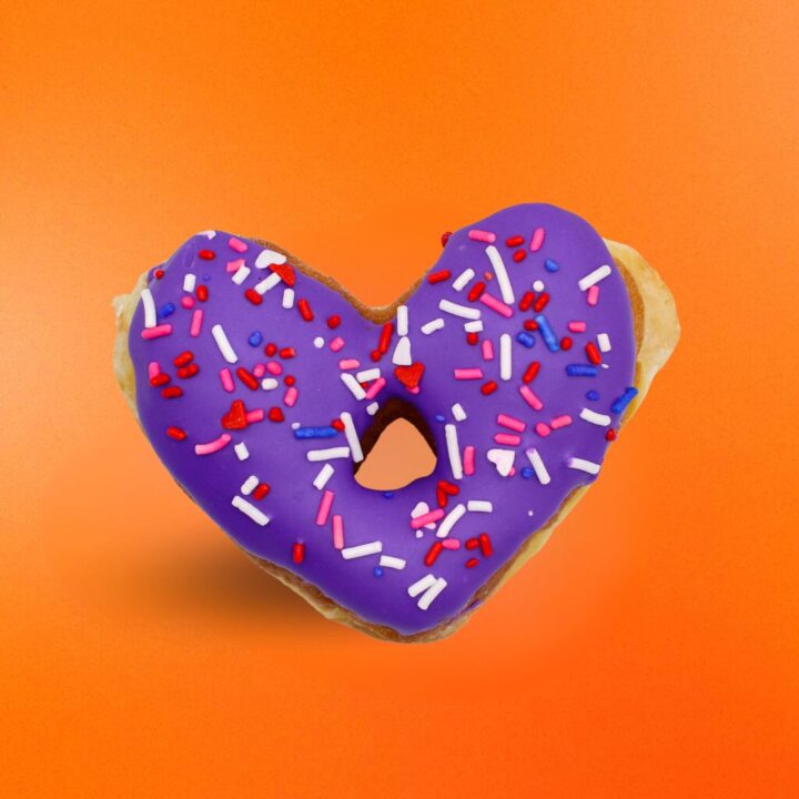 Heart Shape Purple Sprinkle Raised